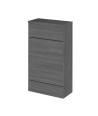 Hudson Reed Fusion Floor Standing WC Unit with Coordinating Top Compact, Bathroom Storage Unit, Anthracite Woodgrain, 500mm