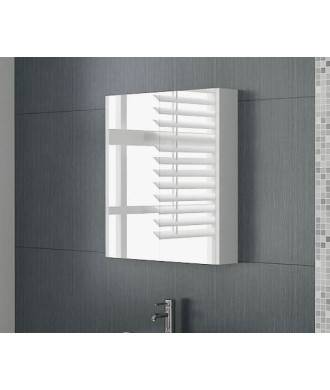 VeeBath Verona Wall Mounted Bathroom Mirror Cabinet, Modern Mirror with Storage & Adjustable Glass Shelves in Gloss White, 600mm