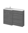 Hudson Reed Fusion Floor Standing 2 Door Vanity Basin & WC Left Hand Combination, Sink Vanity Unit, Anthracite Woodgrain, 1200mm