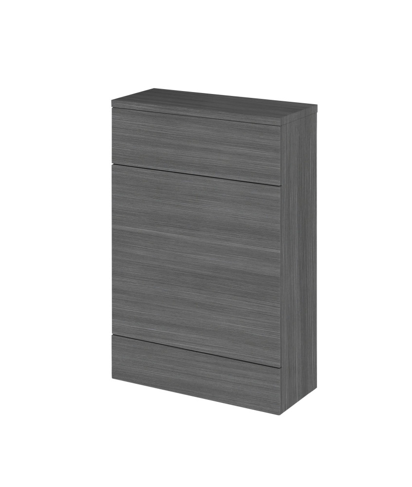 Hudson Reed Fusion Floor Standing WC Unit with Coordinating Top Compact, Bathroom Storage Unit, Anthracite Woodgrain, 600mm