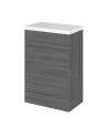 Hudson Reed Fusion Floor Standing WC Unit & Polymarble Top, Bathroom Storage Unit, Anthracite Woodgrain, 600mm