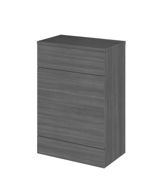 Hudson Reed Fusion Floor Standing WC Unit with Coordinating Top, Bathroom Storage Unit, Anthracite Woodgrain, 600mm