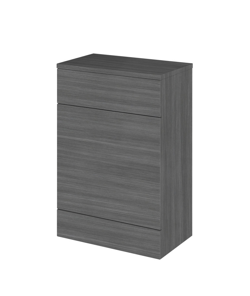 Hudson Reed Fusion Floor Standing WC Unit with Coordinating Top, Bathroom Storage Unit, Anthracite Woodgrain, 600mm