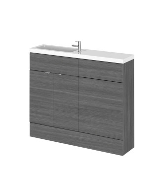 Hudson Reed Fusion Floor Standing 2 Door Vanity Unit & WC Combination Compact, Bathroom Storage Unit, Anthracite Woodgrain, 1...
