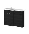 Hudson Reed Fusion Floor Standing 2 Door Vanity Basin & WC Left Hand Combination, Sink Vanity Unit, Charcoal  Black, 1100mm