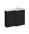 Hudson Reed Fusion Floor Standing 2 Door Vanity Basin & WC Right Hand Combination, Sink Vanity Unit, Charcoal  Black, 1100mm