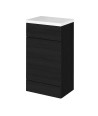Hudson Reed Fusion Floor Standing WC Unit & Polymarble Top, Stylish Bathroom Storage Unit, Charcoal Black, 500mm