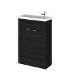 Hudson Reed Fusion Floor Standing 2 Door Vanity Unit & Polymarble Basin Compact, Sink Vanity Unit, Charcoal Black, 600mm