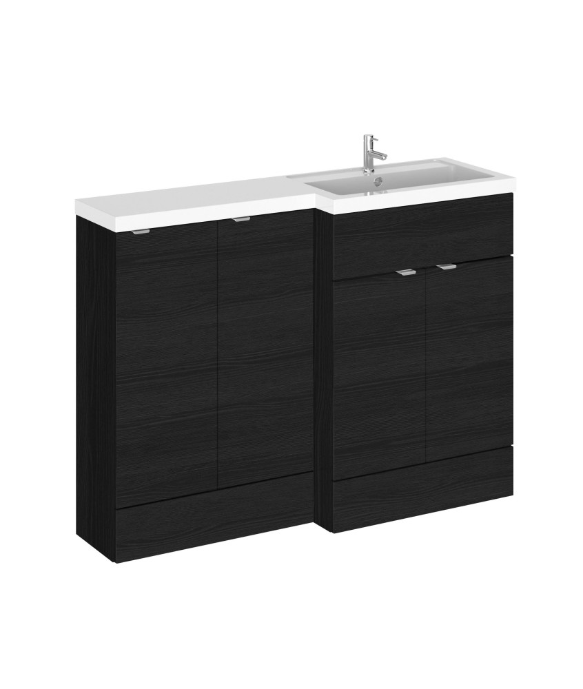 Hudson Reed Fusion Floor Standing 4 Door Vanity Basin Right Hand Combination, Sink Vanity Unit, Charcoal Black, 1200mm