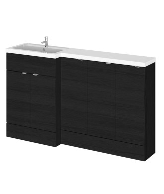 Hudson Reed Fusion Floor Standing 5 Door Vanity Basin Left Hand Combination, Sink Vanity Unit, Charcoal Black, 1500mm