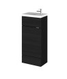 Hudson Reed Fusion Floor Standing 1 Door Vanity Unit & Polymarble Basin Compact, Sink Vanity Unit, Charcoal Black, 400mm