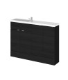Hudson Reed Fusion Floor Standing 4 Door Vanity Basin Combination Compact, Sink Vanity Unit, Charcoal Black, 1200mm