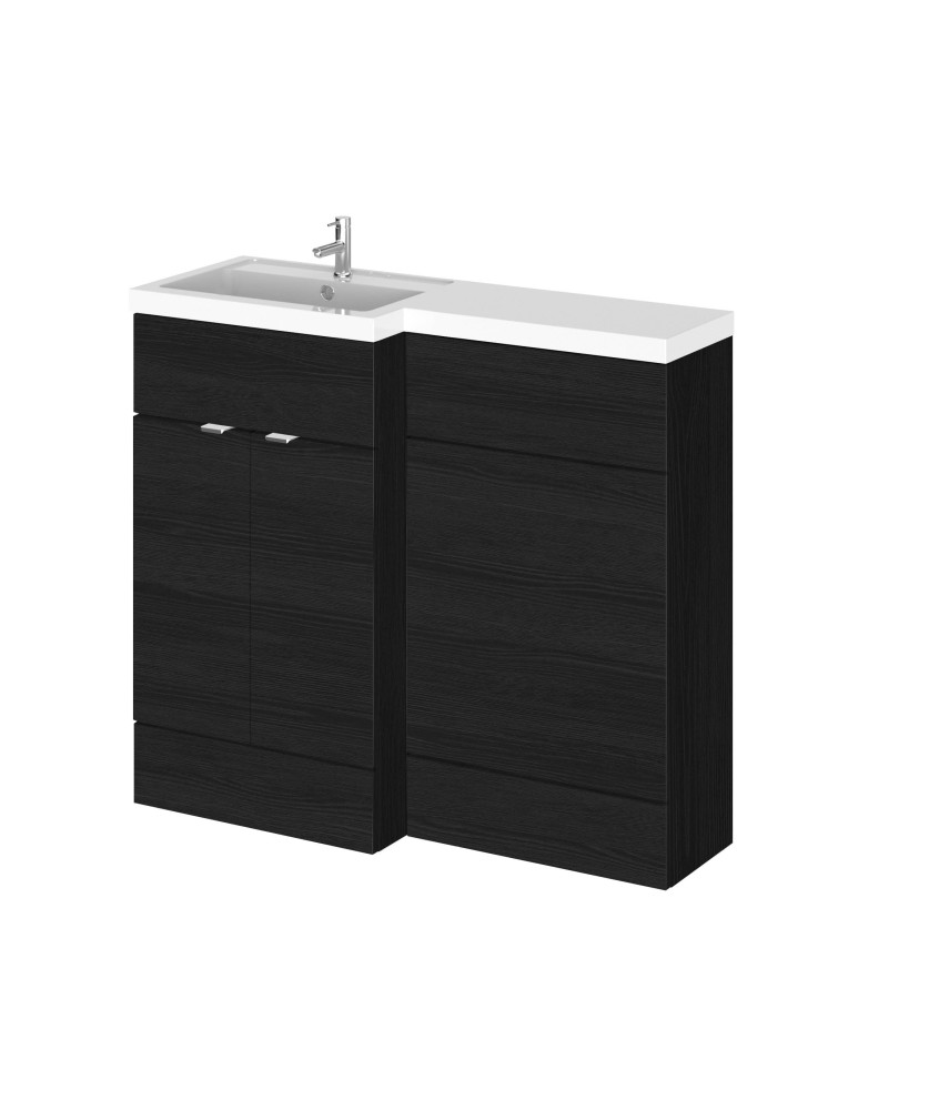 Hudson Reed Fusion Floor Standing 2 Door Vanity Basin & WC Left Hand Combination, Sink Vanity Unit, Charcoal Black, 1000mm