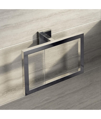 iBathUK Epsom Modern Chrome Towel Ring Holder, Wall Mounted, Square Bathroom Accessory