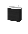 Hudson Reed Fusion Wall Hung 2 Door Vanity Unit & Polymarble Basin, Sink Vanity Unit, Charcoal Black, 600mm