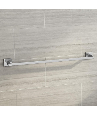 iBathUK Epsom Modern Chrome Towel Rail Bar, Wall Mounted, Square Bathroom Accessory