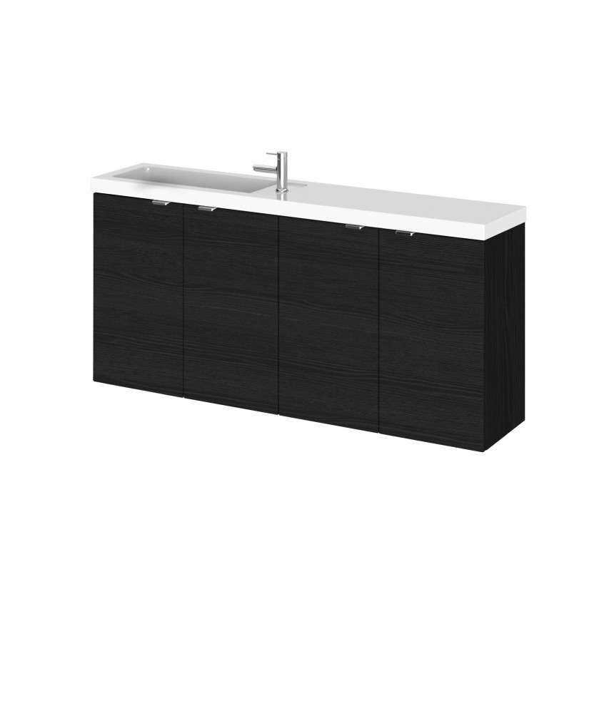 Hudson Reed Fusion Wall Hung Vanity Unit & Basin Compact, Stylish Sink Vanity Unit, Charcoal Black, 1200mm