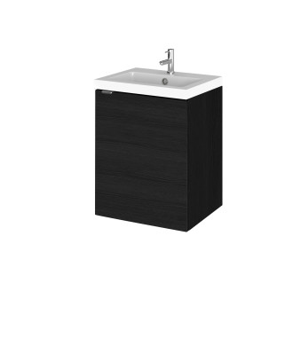 Hudson Reed Fusion Wall Hung 1 Door Vanity Unit & Polymarble Basin, Sink Vanity Unit, Charcoal Black, 400mm