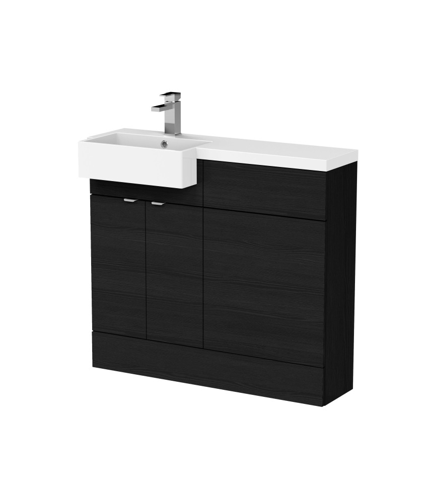 Hudson Reed Fusion Floor Standing 2 Door Vanity Unit & WC with Left Hand Semi Recessed Basin Combination, Sink Vanity Unit, C...