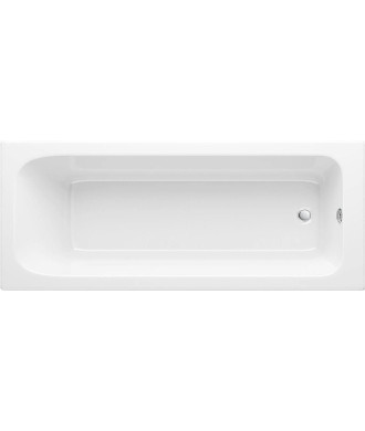 Modern Bathroom Bathtub Straight Single Ended Straight Bath White Gloss Bathtub
