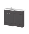 Hudson Reed Fusion Floor Standing 2 Door Vanity Basin & WC Left Hand Combination, Sink Vanity Unit, Gloss Grey, 1100mm