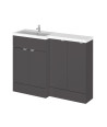 Hudson Reed Fusion Floor Standing 4 Door Vanity Basin Left Hand Combination, Stylish Bathroom Storage Unit, Gloss Grey, 1200mm