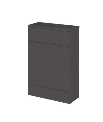 Hudson Reed Fusion Floor Standing WC Unit with Coordinating Top Compact, Stylish Bathroom Storage Unit, Gloss Grey, 600mm