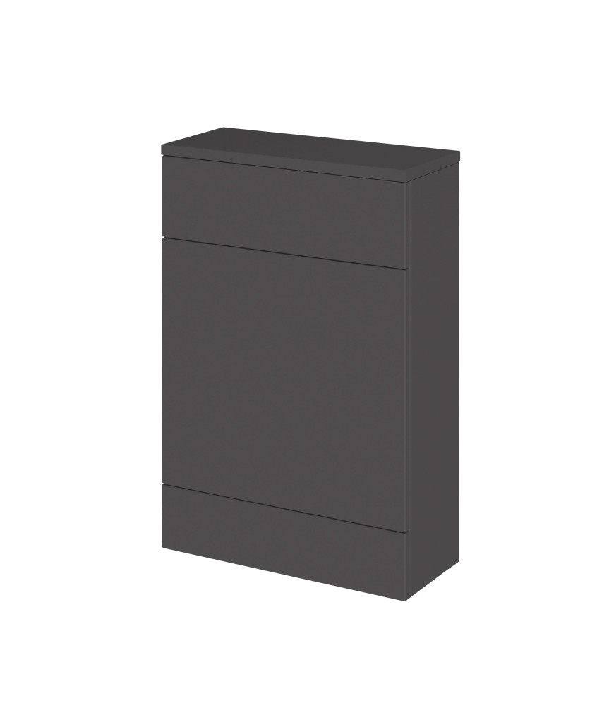Hudson Reed Fusion Floor Standing WC Unit with Coordinating Top Compact, Stylish Bathroom Storage Unit, Gloss Grey, 600mm