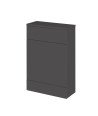 Hudson Reed Fusion Floor Standing WC Unit with Coordinating Top Compact, Stylish Bathroom Storage Unit, Gloss Grey, 600mm