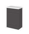 Hudson Reed Fusion Floor Standing WC Unit & Polymarble Top, Stylish Bathroom Storage Unit, Gloss Grey, 600mm