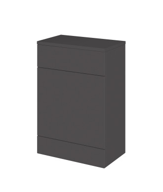 Hudson Reed Fusion Floor Standing WC Unit with Coordinating Top, Stylish Bathroom Storage Unit, Gloss Grey, 600mm