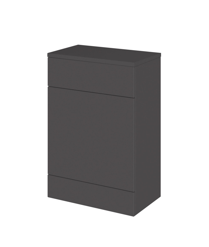 Hudson Reed Fusion Floor Standing WC Unit with Coordinating Top, Stylish Bathroom Storage Unit, Gloss Grey, 600mm