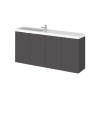 Hudson Reed Fusion Wall Hung Vanity Unit & Basin Compact, Stylish Sink Vanity Unit, Gloss Grey, 1200mm