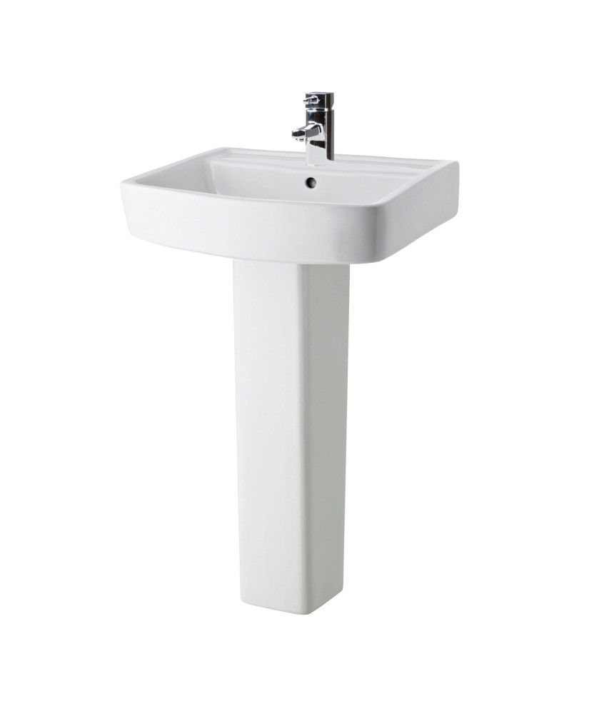 Nuie Bliss 520mm Basin With Full Pedestal - 1 TH - White
