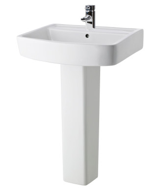 Nuie Bliss 600mm Basin With Full Pedestal - 1 TH - White