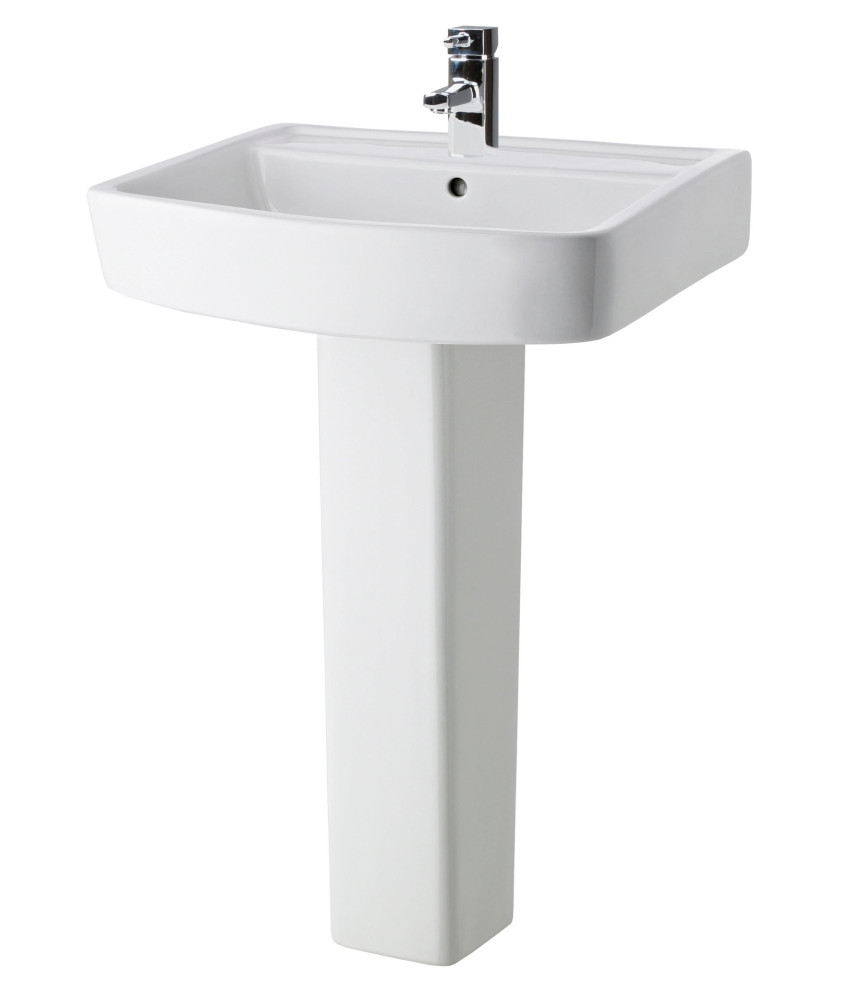 Nuie Bliss 600mm Basin With Full Pedestal - 1 TH - White