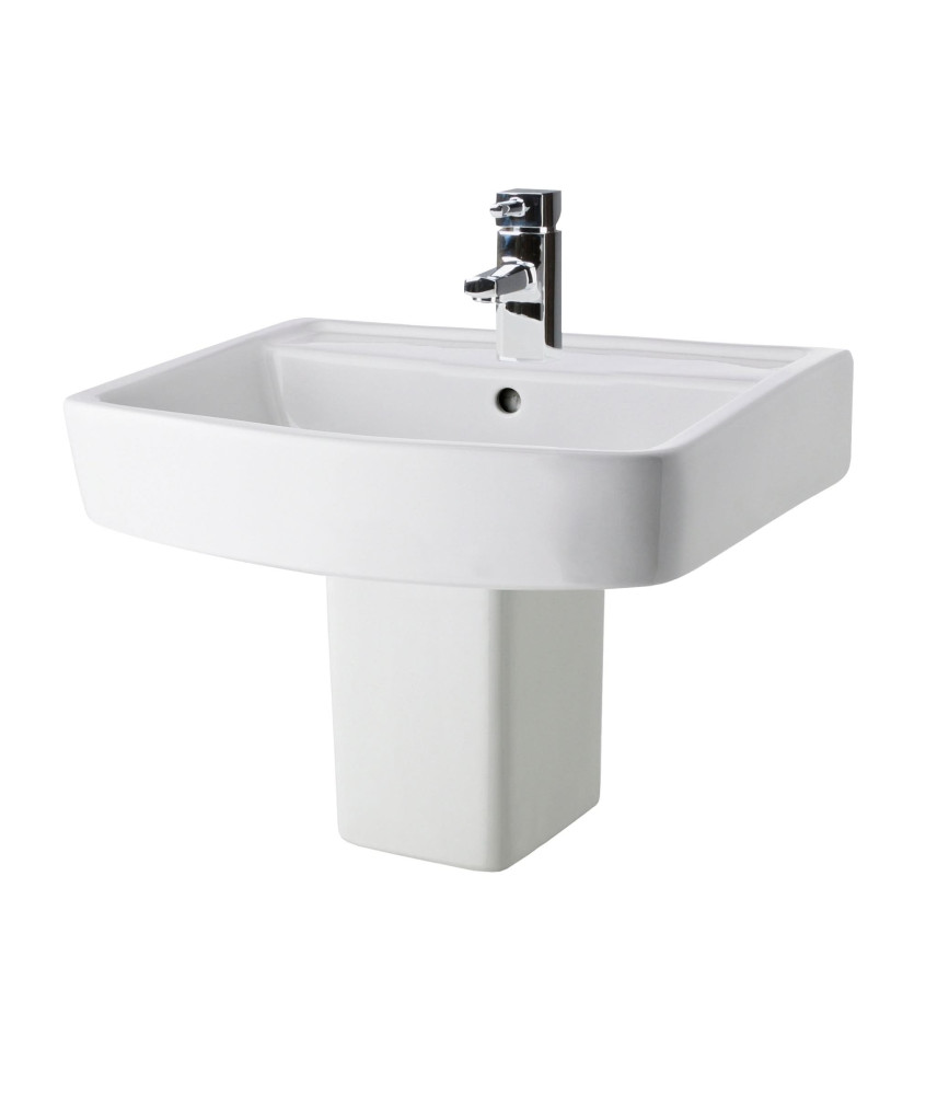 Nuie Bliss 520mm Basin With Semi Pedestal - 1 TH - White
