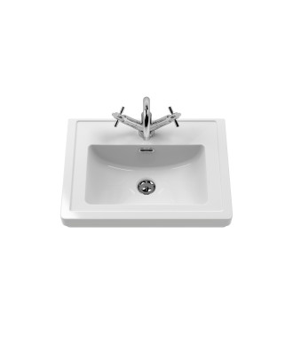 Old London Classique Components Fireclay Classic Basin 1 Tap Hole, Premium Ceramic Wash Basin, White, 500mm