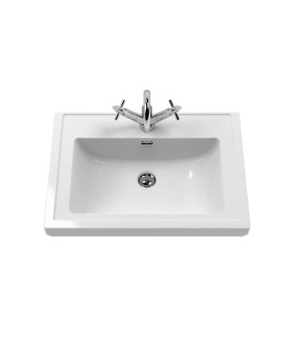 Old London Classique Components Fireclay Classic Basin 1 Tap Hole, Premium Ceramic Wash Basin, White, 600mm
