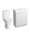 iBathUK Trent Close Coupled Toilet & Vanity Unit with Basin, Gloss White WC Pan, Space-Saving Bathroom Furniture Combo