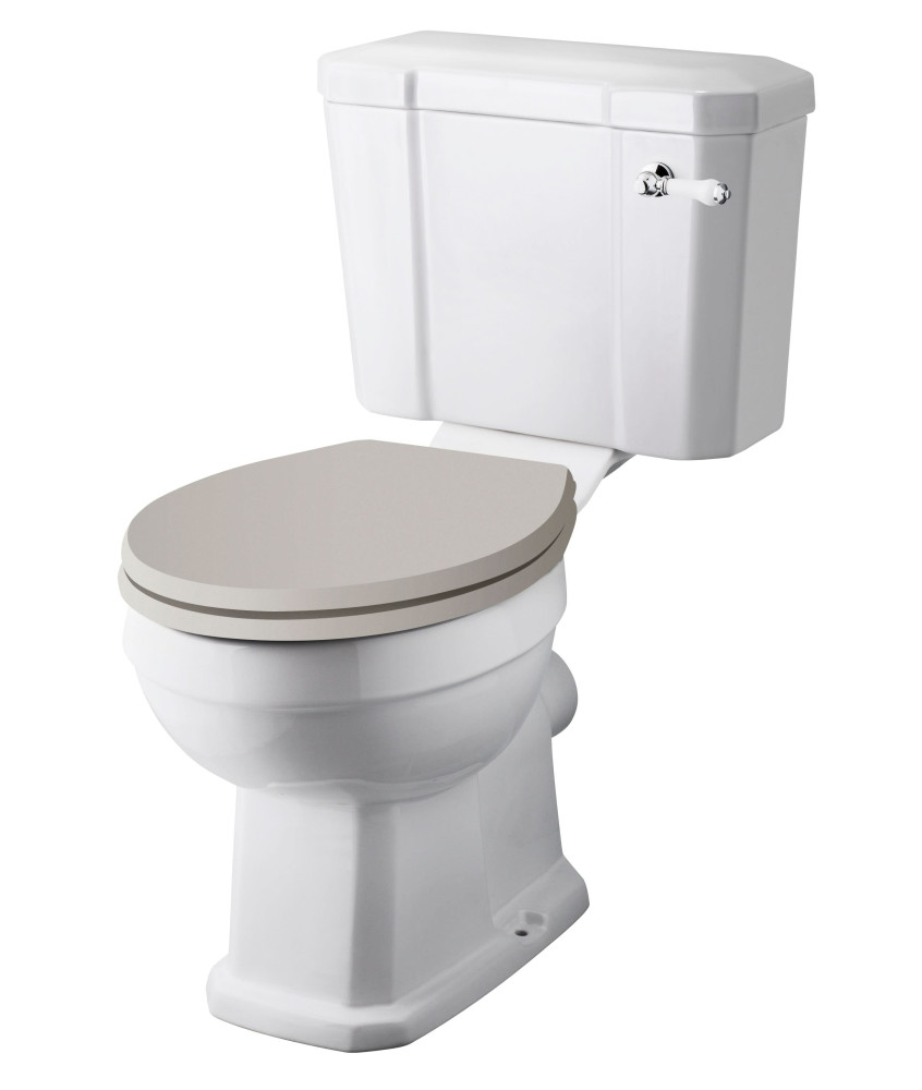 Old London Richmond Comfort Height Close Coupled WC & Cistern, Traditional Close Coupled Toilet, Gloss White