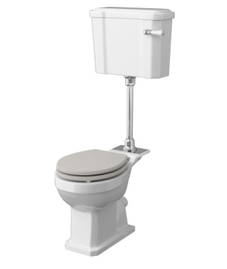Old London Richmond Mid Level Pan, Cistern and Flush Pipe Kit, Traditional Close Cistern Toilet, Gloss White
