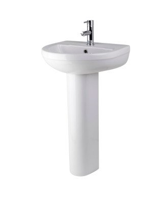 Nuie Harmony 500mm Basin With Full Pedestal - 1 TH - White