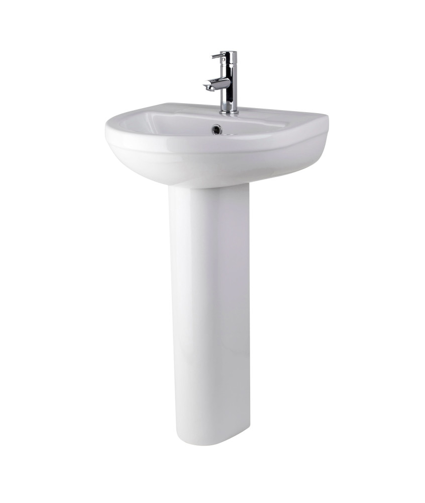 Nuie Harmony 500mm Basin With Full Pedestal - 1 TH - White