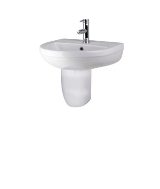 Nuie Harmony 500mm Basin With Semi Pedestal - 1 TH - White