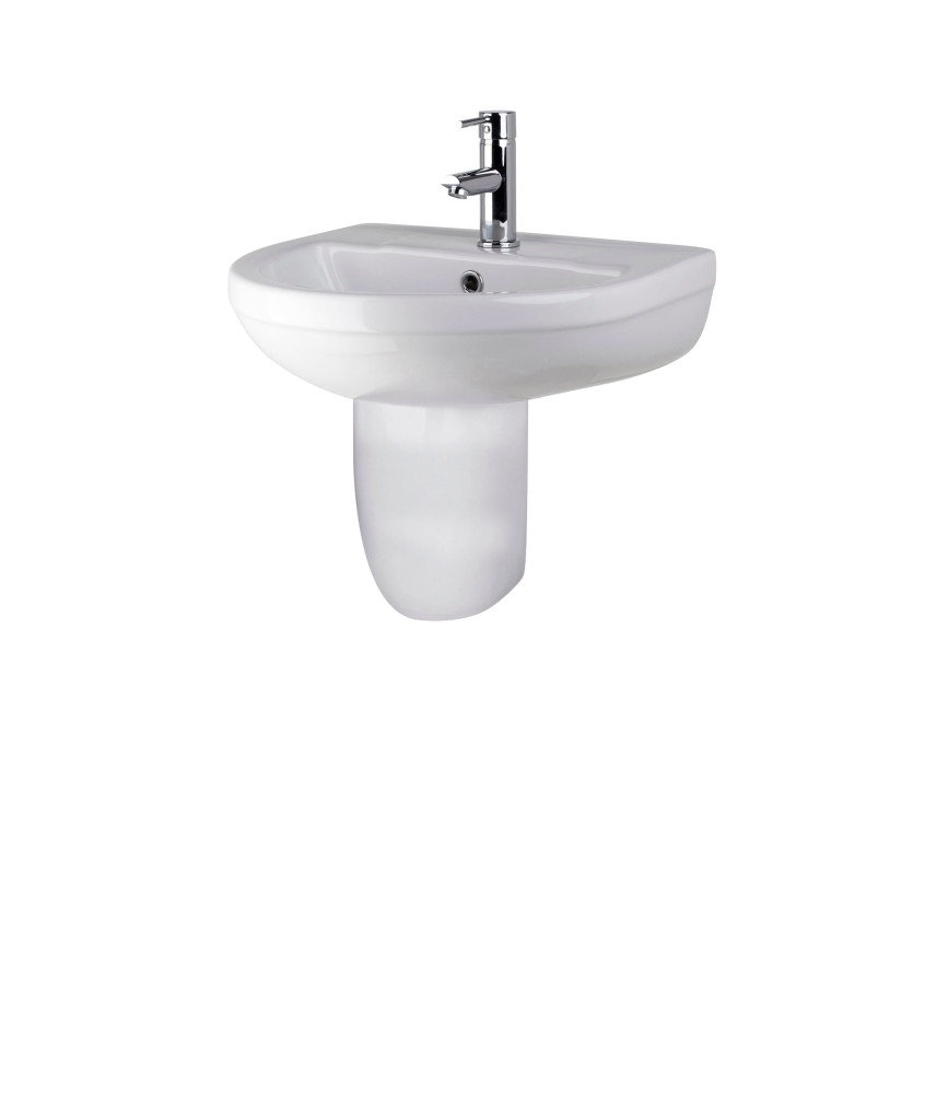 Nuie Harmony 500mm Basin With Semi Pedestal - 1 TH - White