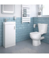 iBathUK Arden Toilet & 400mm Slimline Sink Cabinet Cloakroom Set, Close Coupled Toilet Pan, Gloss White Vanity Unit with Sink