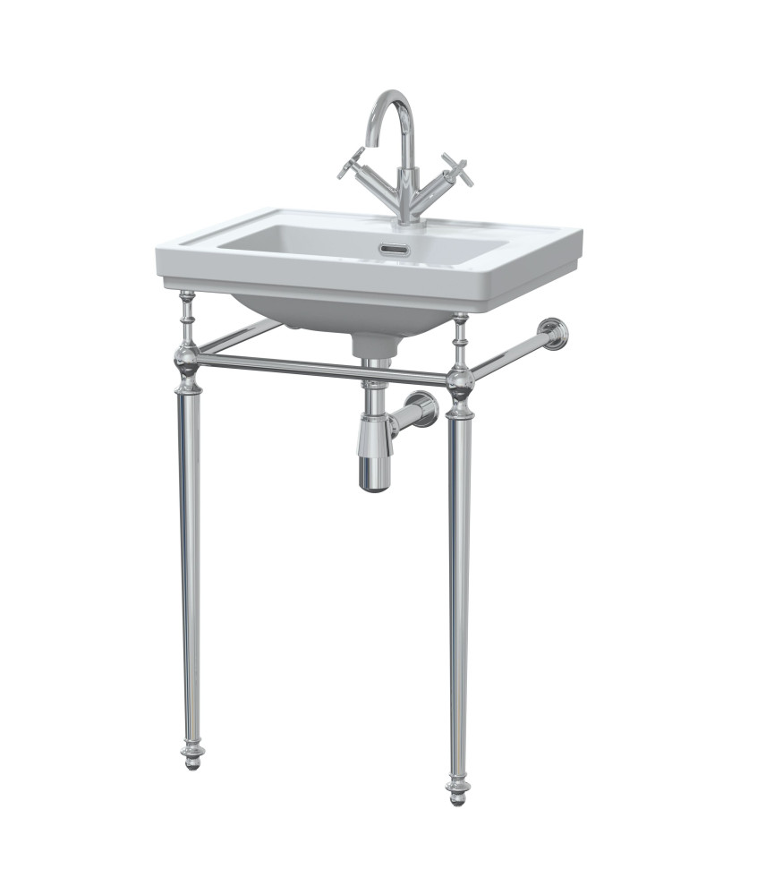 Nuie 500mm 1Tap Hole Basin with Traditional Stand, Pedestal Bathroom Basin, White