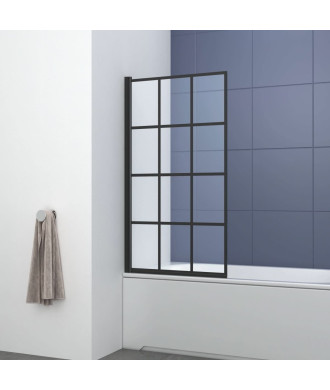 iBathUK Crittall Designer Folding Shower Bath Screen - Matt Black