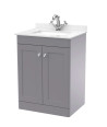 Nuie Classique Floor Standing 2 Door Vanity Unit & 1 Tap Hole White Marble Top with Square Basin, Stylish Sink Vanity Unit in...